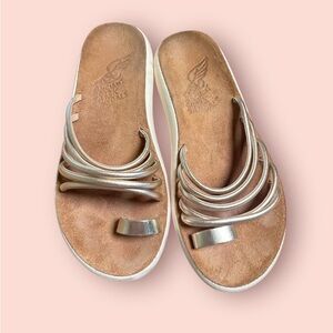 Ancient Greek Hypatia Metallic Loop Toe Sandals Flats shoes sz 35/5
